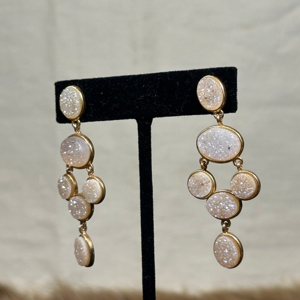 Marcia Moran Gold-Filled Multi-Druzy Statement Earrings - Picture 3 of 3